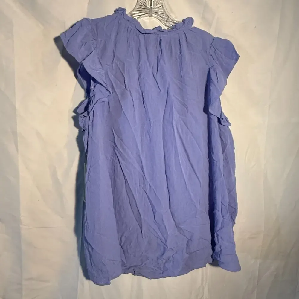 Terra & Sky Womens Plus Size V-Neck Flutter Sleeve Blouse Lavender 3X - Picture 7 of 8